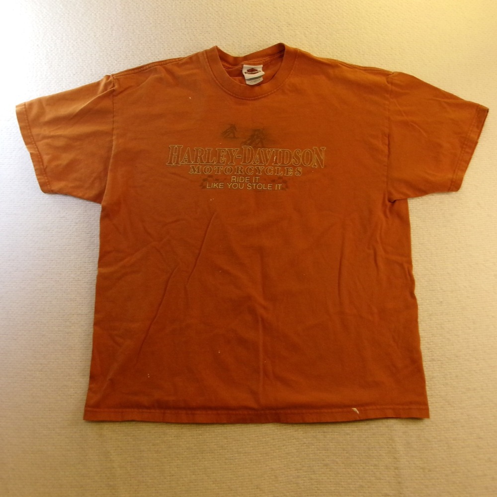 Harley-Davidson Mens XL T-Shirt Orange Pat Rogers Speedway Concord NC Graphic